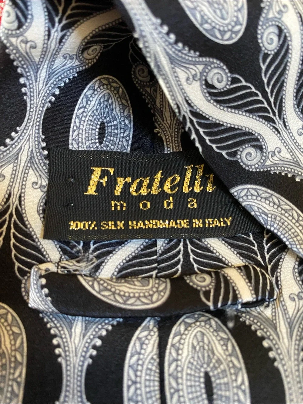 💯 Silk Hand Made In Italy 🇮🇹 Stunning Black White Versace Style Print Rare Tie